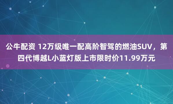公牛配資 12萬(wàn)級(jí)唯一配高階智駕的燃油SUV，第四代博越L小藍(lán)燈版上市限時(shí)價(jià)11.99萬(wàn)元